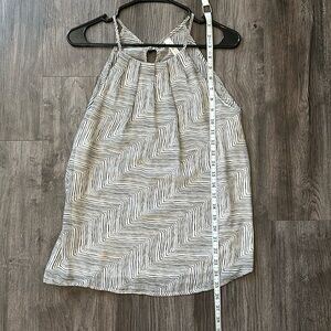 Black and white lined thin strap tank